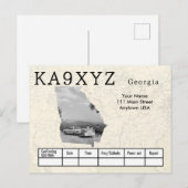 Je foto Georgia Shaped Cutout Custom QSL Briefkaart (Voorkant / Achterkant)