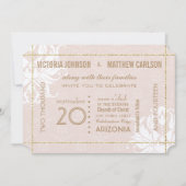 Je foto Gold Roos Damask Floral Wedding Kaart (Voorkant)