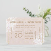 Je foto Gold Roos Damask Floral Wedding Kaart (Staand voorkant)