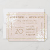 Je foto Gold Roos Damask Floral Wedding Kaart (Voorkant)