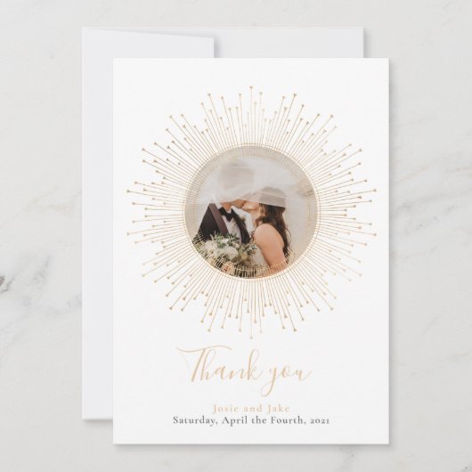 Je foto,  gouden  lijst bruiloft bedankkaart (Voorkant)