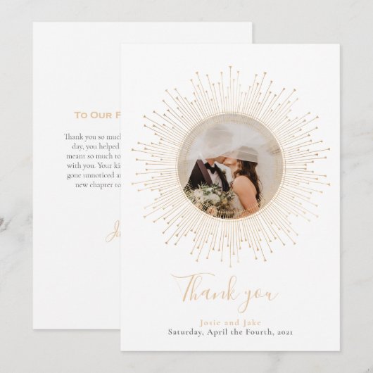 Je foto,  gouden  lijst bruiloft bedankkaart (Voorkant / Achterkant)