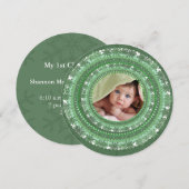 Je foto groene sneeuw maakt mijn eerste kerstmis f feestdagenkaart (Voorkant / Achterkant)