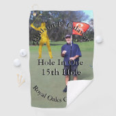 Je foto hier Hole in One Stats golf Towel Golfhanddoek (Insitu)