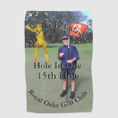 Je foto hier Hole in One Stats golf Towel Golfhanddoek (Voorkant)
