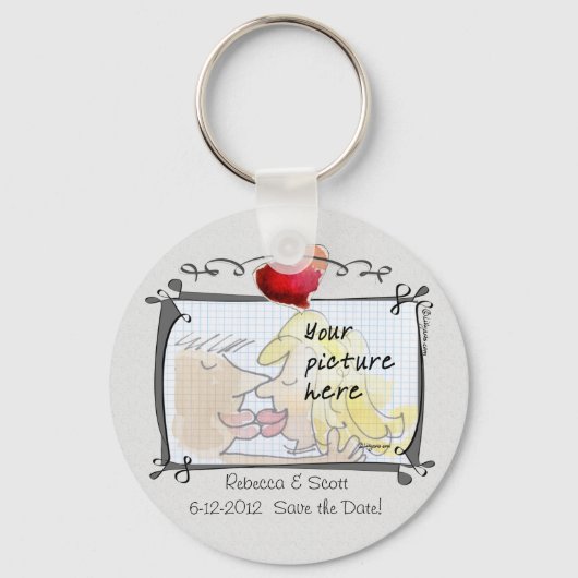 Je foto-huwelijk bewaart de datum-Sleutelhangers Sleutelhanger (Voorkant)