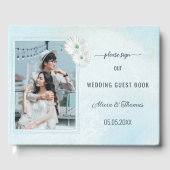 Je foto is een blauwe Floral Design Weddenschap Gastenboek (Voorkant)