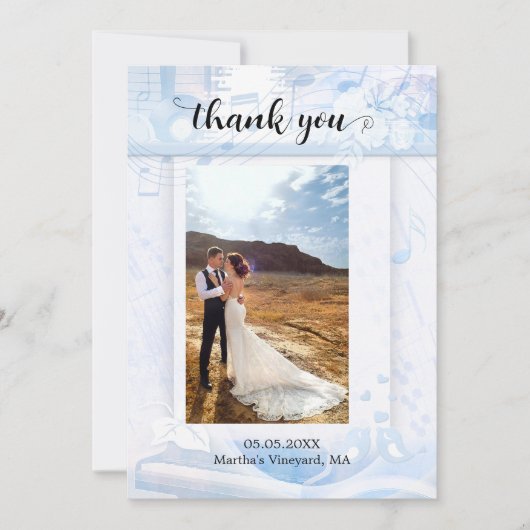 Je foto is een blauwe muziek bruiloft bedankt (Voorkant)