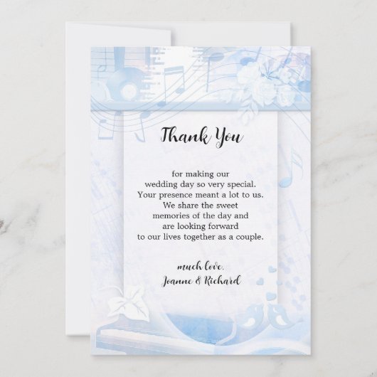 Je foto is een blauwe muziek bruiloft bedankt (Achterkant)