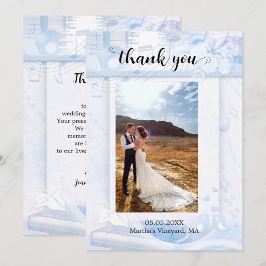 Je foto is een blauwe muziek bruiloft bedankt (Voorkant / Achterkant)