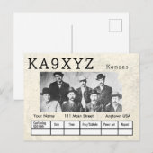 Je foto Kansas Shaped Cutout Custom QSL Briefkaart (Voorkant / Achterkant)