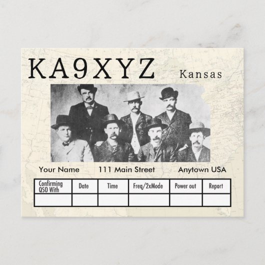 Je foto Kansas Shaped Cutout Custom QSL Briefkaart (Voorkant)