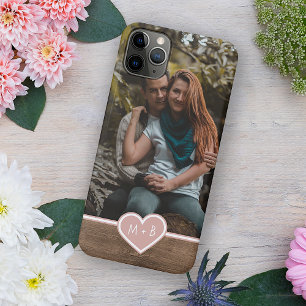 Je Foto Liefde Hart Op Houtnerf Patroon iPhone 16 Pro Max Hoesje