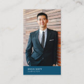 Je foto, moderne blauwe titel visitekaartje (Voorkant)