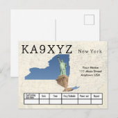Je foto New York Shaped Cutout Custom QSL Briefkaart (Voorkant / Achterkant)