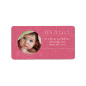 Je foto Nieuw Baby Het is een meisje bruin en roze Etiket (Voorkant)