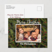 Je foto op een bed van Pine Merry Kerstmis Feestdagenkaart (Voorkant / Achterkant)