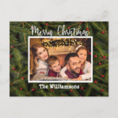 Je foto op een bed van Pine Merry Kerstmis Feestdagenkaart (Voorkant)