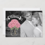 Je foto op Rug Hydrangea Mason Jar Wedding Kaart (Achterkant)
