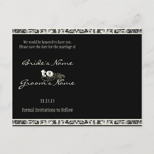 Je foto Paisley Peacock in Grey Save the Date Aankondigingskaart (Achterkant)