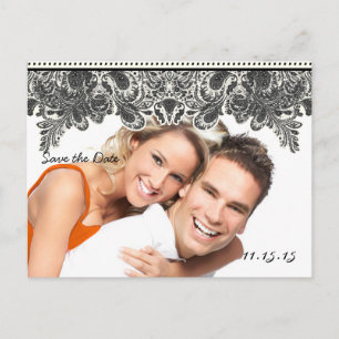 Je foto Paisley Peacock in Grey Save the Date Aankondigingskaart