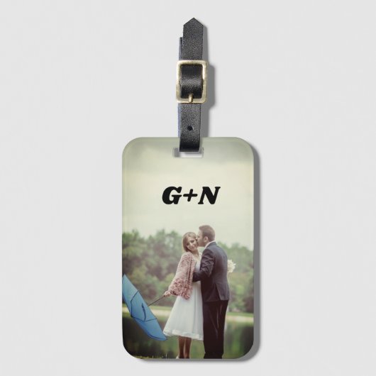 Je foto, personaliseer, initialen, eenvoudig bagagelabel (Voorkant (verticaal))