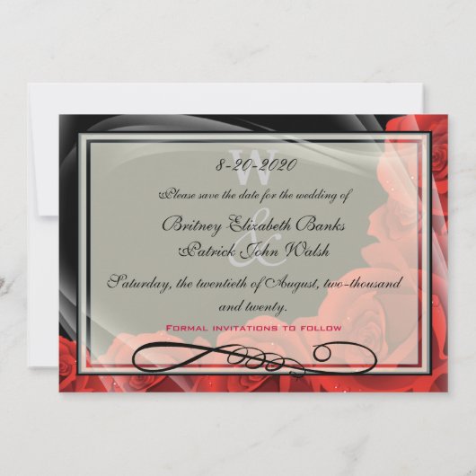 Je foto Rood Roos Weddenschap Bewaar de datumkaart Save The Date (Achterkant)