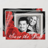 Je foto Rood Roos Weddenschap Bewaar de datumkaart Save The Date (Voorkant / Achterkant)