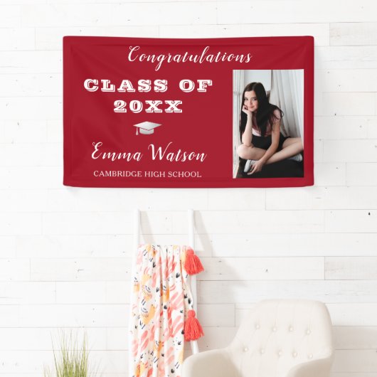 Je foto rood toevoegen Afstuderen Spandoek (Insitu)