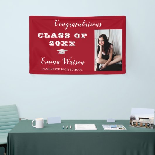 Je foto rood toevoegen Afstuderen Spandoek (Beurs)