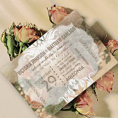 Je foto Roos Gold Damask Floral Wedding Kaart