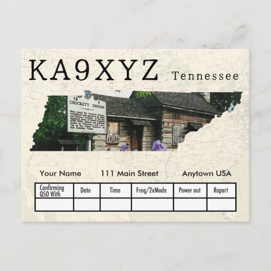 Je foto Tennessee Shaped Cutout Custom QSL Briefkaart (Voorkant)