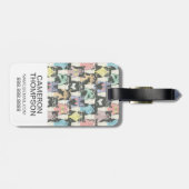 Je foto toevoegen | Cute Hipster Cats Pattern Bagagelabel (Achterkant horizontaal)