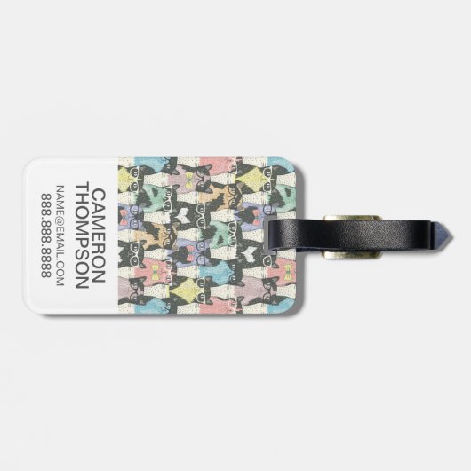 Je foto toevoegen | Cute Hipster Cats Pattern Bagagelabel (Achterkant horizontaal)