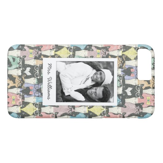 Je foto toevoegen | Cute Hipster Cats Pattern Case-Mate iPhone Case (Achterkant (Horizontaal))