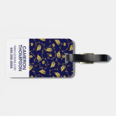 Je foto toevoegen | Donkerblauw Peacock-patroon Bagagelabel (Achterkant horizontaal)