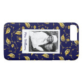 Je foto toevoegen | Donkerblauw Peacock-patroon Case-Mate iPhone Case (Achterkant (Horizontaal))