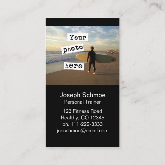 Je foto toevoegen | Eenvoudige zwarte professional Visitekaartje (Voorkant)