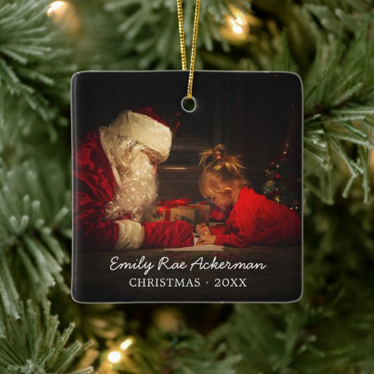 Je foto toevoegen | Gepersonaliseerd kerstfeest Keramisch Ornament (Boom)