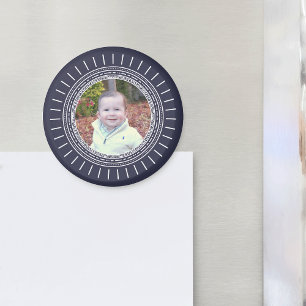 Je foto toevoegen Modern Navy Blue & White Magneet