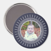 Je foto toevoegen | Modern Navy Blue & White Magneet (Voorkant / Achterkant)