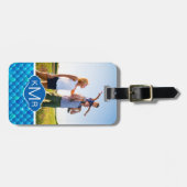 Je foto toevoegen | Neon Blue Fish Scales Bagagelabel (Voorkant horizontaal)