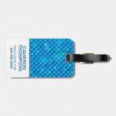Je foto toevoegen | Neon Blue Fish Scales Bagagelabel (Achterkant horizontaal)