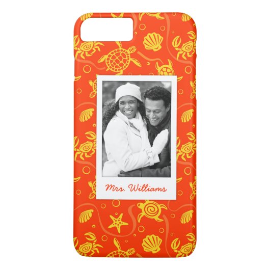Je foto toevoegen | Oranje balkpatroon Case-Mate iPhone Case (Achterkant)