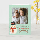 Je foto toevoegen | Snowman met vrolijk kerstfeest Kaart (Gele Bloem)