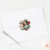 Je foto toevoegen | Vrolijk kerstfeest Ronde Sticker (Envelop)