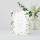 Je foto toevoegen | Waterverf groen en gouden brui Uitnodiging Briefkaart (Staand voorkant)