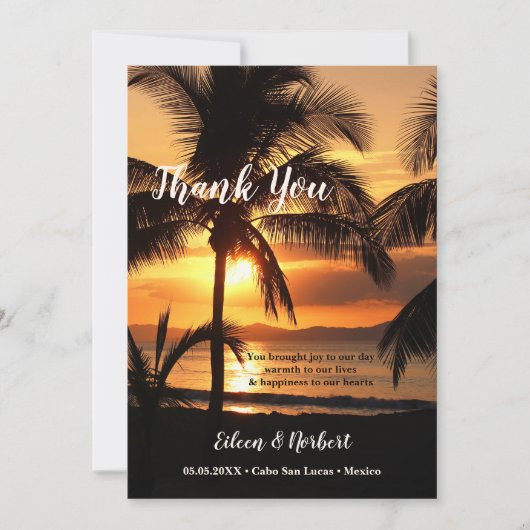 Je foto van Tropcial Sunset Beach Dank je wel Kaart (Voorkant)