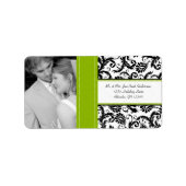 Je foto Weddenschap Apple Green Damask Etiket (Voorkant)