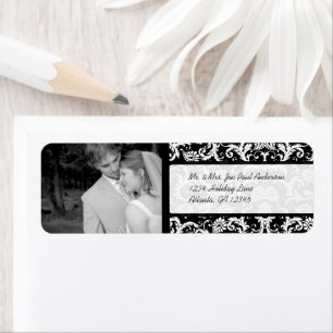 Je foto Weddenschap  Black Damask Etiket
